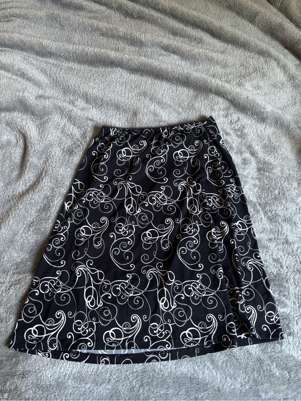 Black and White Swirl Print A-Line Skirt